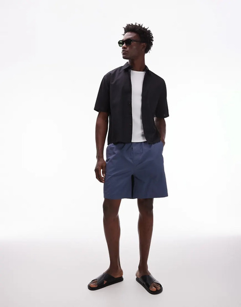  Arket Cotton Pull On Shorts In Blue 