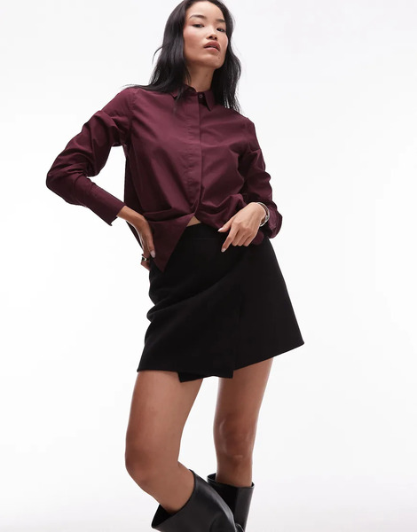  Arket Hairy Wool Mini Wrap Skirt In Black 