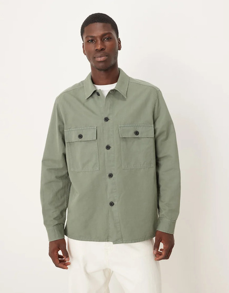  Arket Hammered Tech Overshirt In Khaki Green 