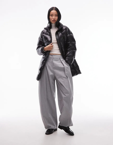 Arket Midi Down Padded Puffer Coat In Black 