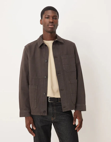  Arket Overdyed Twill Shacket In Brown 