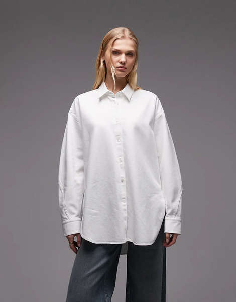  Arket Oversized Denim Shirt In White 