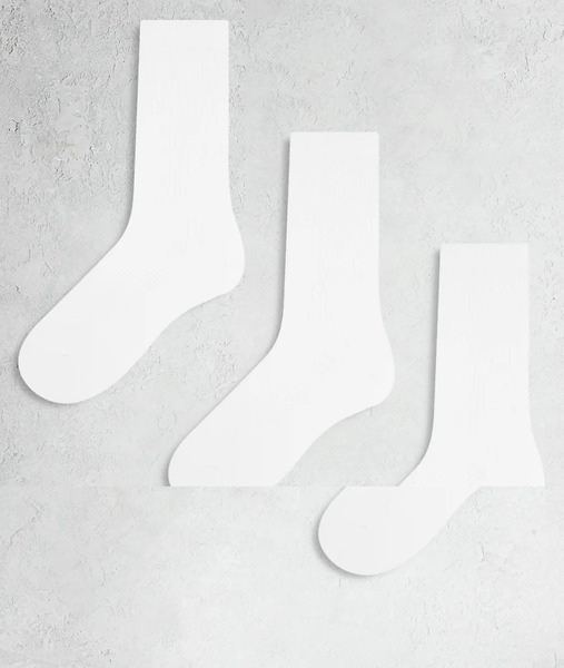  Arket 3 Pack Cotton Ribbed Socks In White 