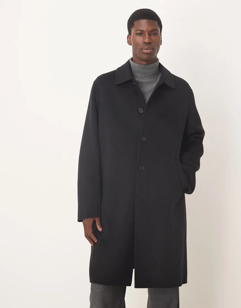  Arket Pure Wool Double Layer Overcoat In Black 