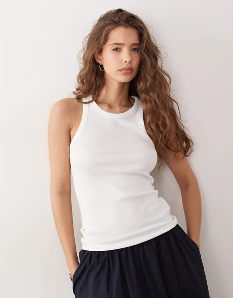  Arket Ribbed Vest In White 