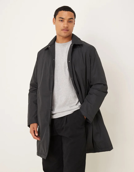  Arket Tech Padded Overcoat In Black 