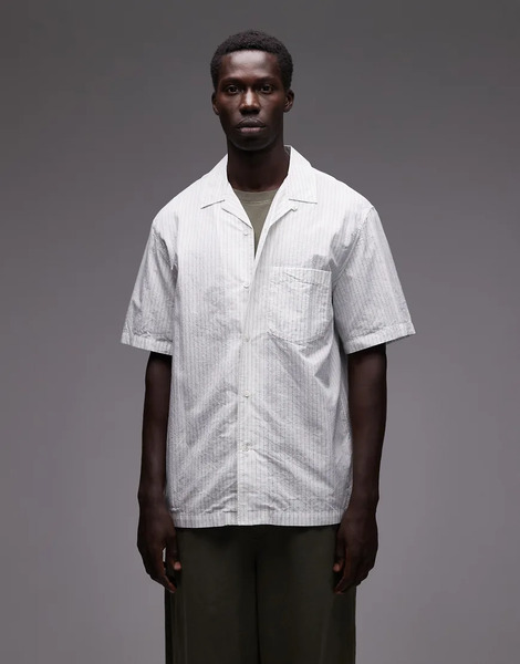  Arket Textured Poplin Oversized Shirt In Off White 