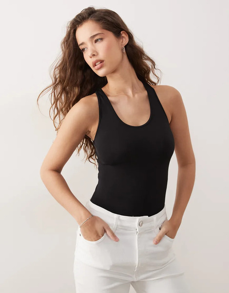  Arket 4 Way Stretch Active Bodysuit In Black 