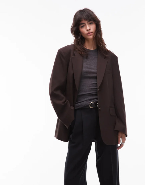  Arket Wool Tailored Blazer In Brown 