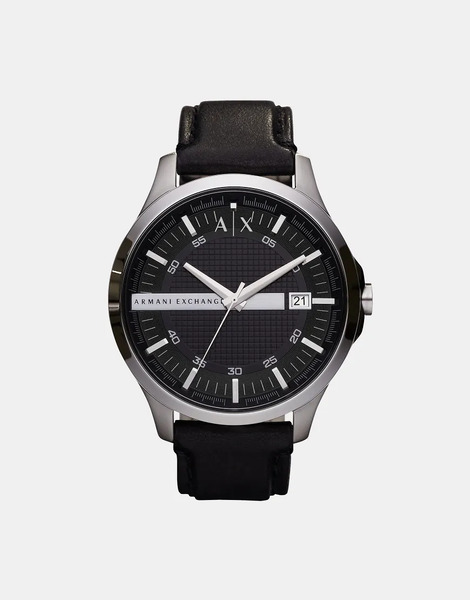  Armani Exchange Ax2101 Leather Watch In Black 