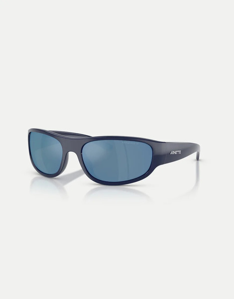 Arnette Gondo Rectangle Polarised Sunglasses With Grey Mirrored Lens In Blue 