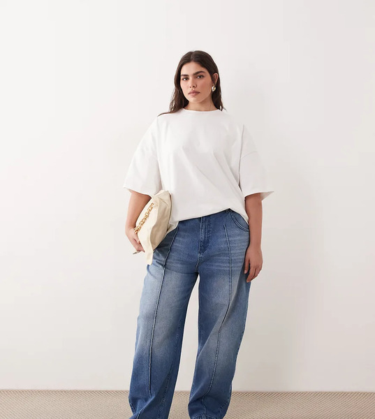  Arrange Curve Clover Front Seam Detail Jeans In Washed Blue 