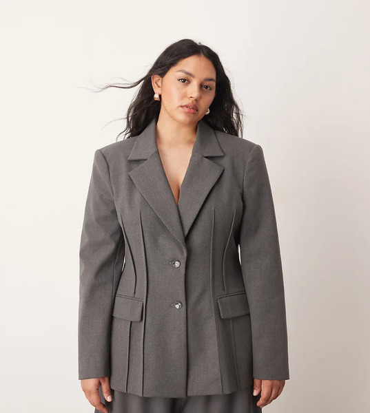  Arrange Curve Premium Sculpted Blazer In Grey Marl 