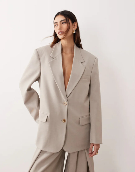  Arrange Oversized Single Breasted Blazer Co Ord In Grey 