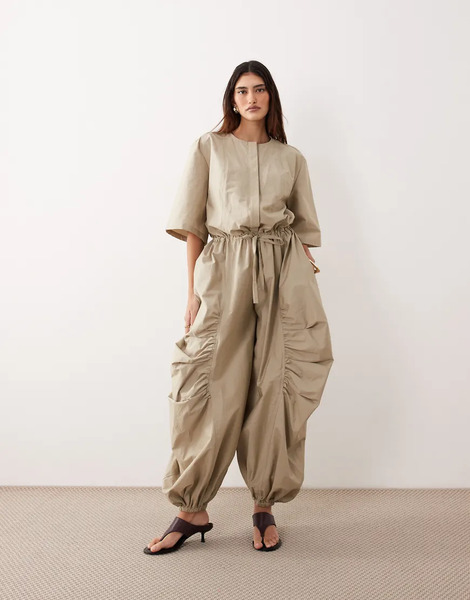  Arrange Oversized Utility Jumpsuit In Stone Neutral 