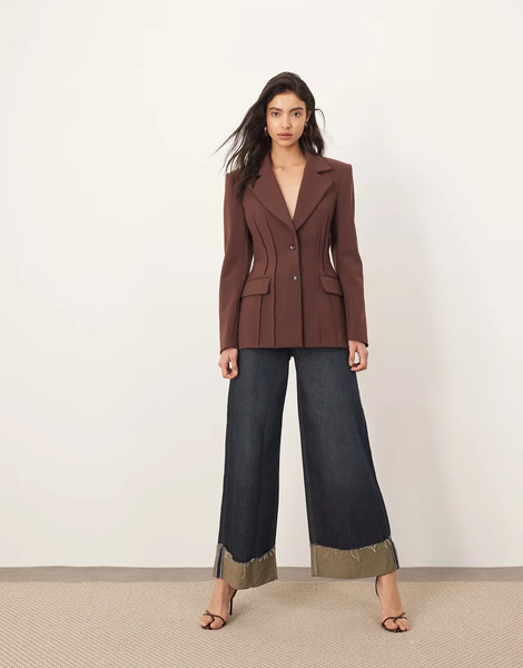  Arrange Premium Sculpted Blazer In Chocolate Brown 