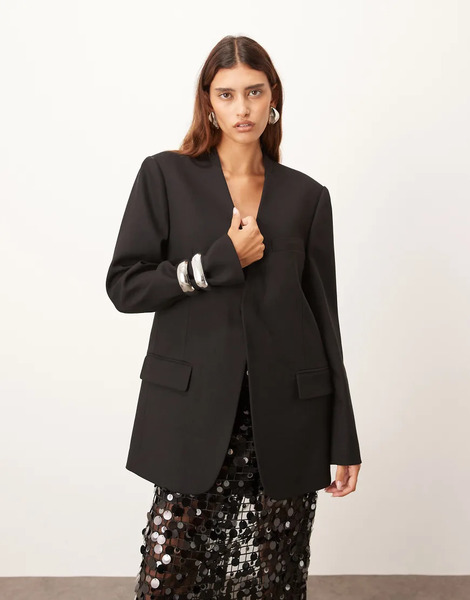  Arrange Ultimate Collarless Blazer In Black 