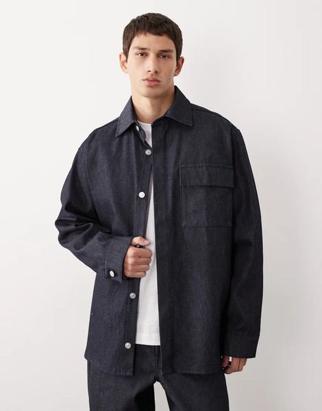  Asos Collective Denim Overshirt In Raw Denim Blue 