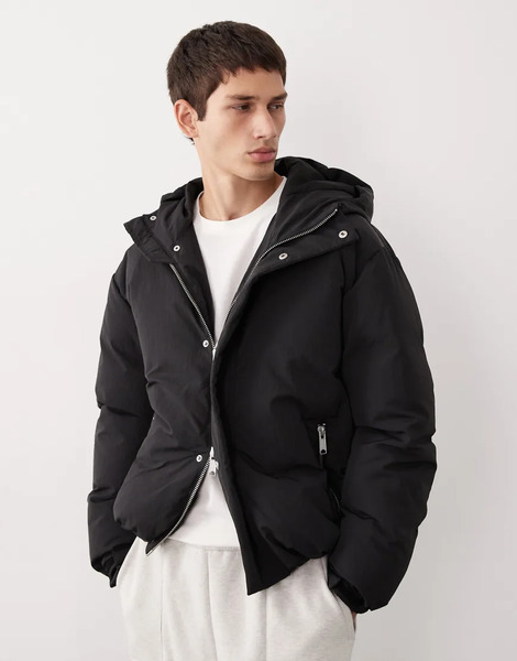  Asos Collective Oversized Down Fill Puffer Jacket In Black   Black 