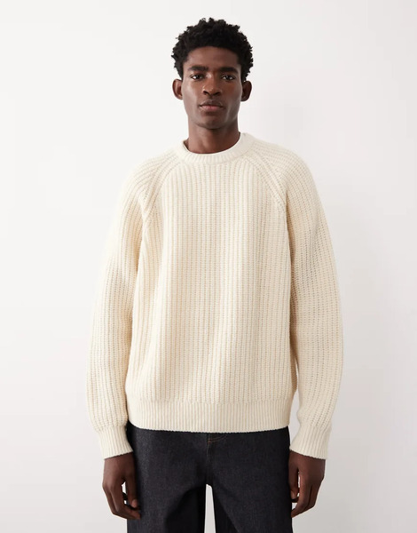  Asos Collective Oversized Knitted Wool Jumper In Ecru White 