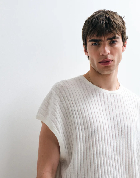  Asos Collective Oversized Linen Rich Tank In Ecru White 