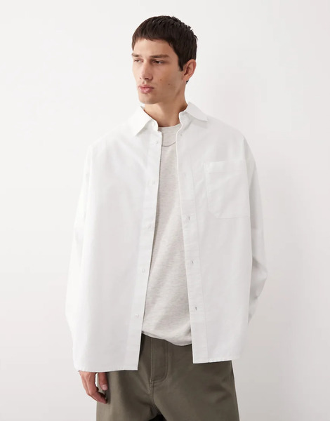  Asos Collective Oversized Oxford Shirt In White 