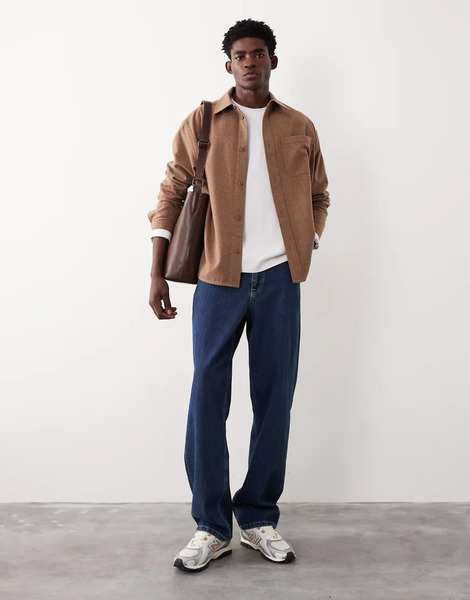  Asos Collective Oversized Wool Blend In Brown 