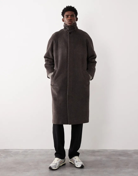  Asos Collective Oversized Wool Blend Overcoat In Grey   Grey 