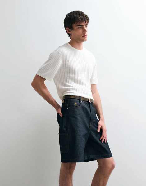  Asos Collective Wide Leg Denim Shorts In Indigo Navy 
