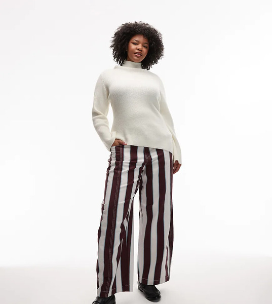  Asos Design Curve Barrel Trousers In Stripe Multi 