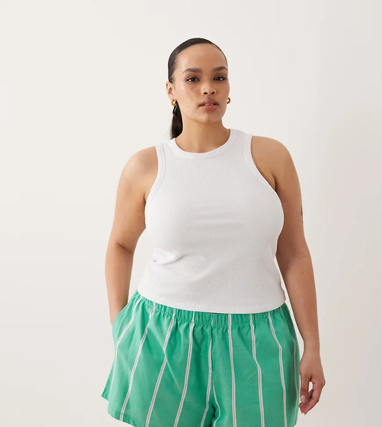  Asos Design Curve Bold Stripe Pyjama Boxer Short In Green Red 