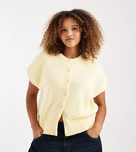  Asos Design Curve Button Through Relaxed Tank In Buttermilk Yellow 