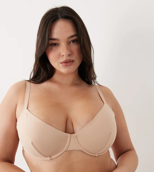  Asos Design Curve Carla Smoothing Underwired Bra In Beige Neutral 