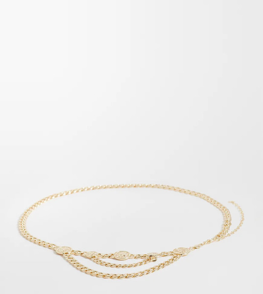  Asos Design Curve Chunky Chain Coin Belt Gold 