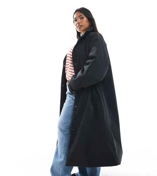  Asos Design Curve Clean Longline Padded Jacket In Black 