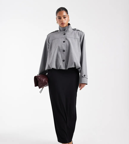  Asos Design Curve Jersey Column Maxi Skirt In Black 