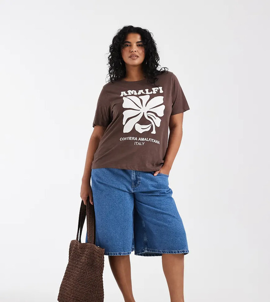 Asos Design Curve Longer Bermuda Short In Mid Blue 