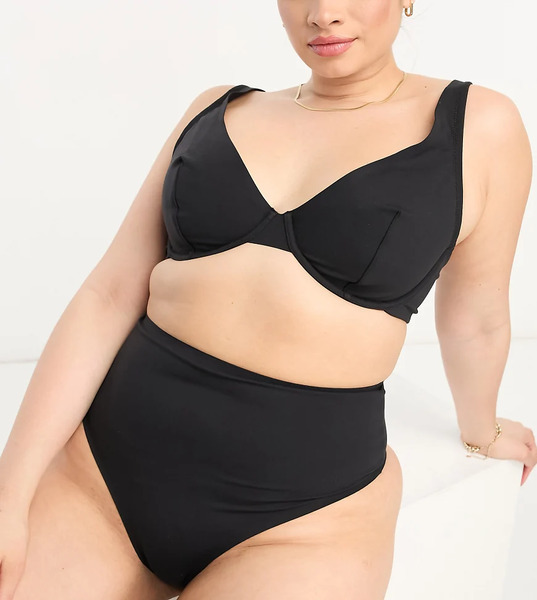  Asos Design Curve Marina Smoothing Underwire Bra In Black 