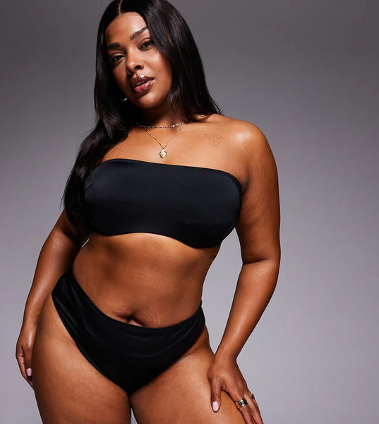  Asos Design Curve Maya Azores High Waist Bikini Bottom In Black 