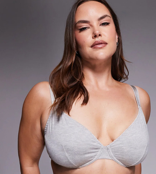  Asos Design Curve Mila Underwired Bra In Grey Marl 