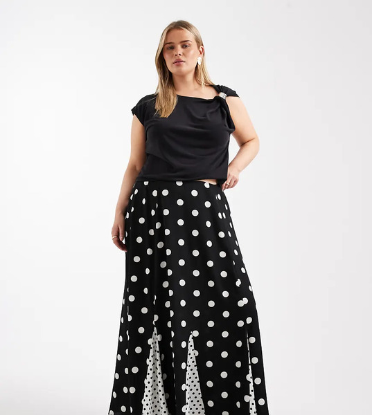  Asos Design Curve Mixed Print Godet Maxi Skirt Multi 