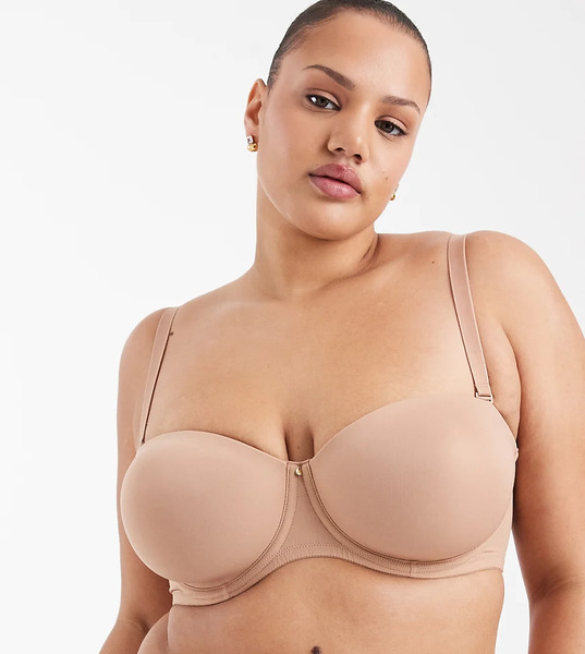  Asos Design Curve Moulded Multiway Underwired Bra In Beige   Beige Neutral 