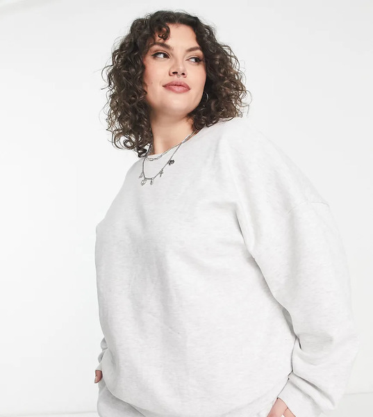  Asos Design Curve Oversized Sweatshirt In Ice Marl Grey 