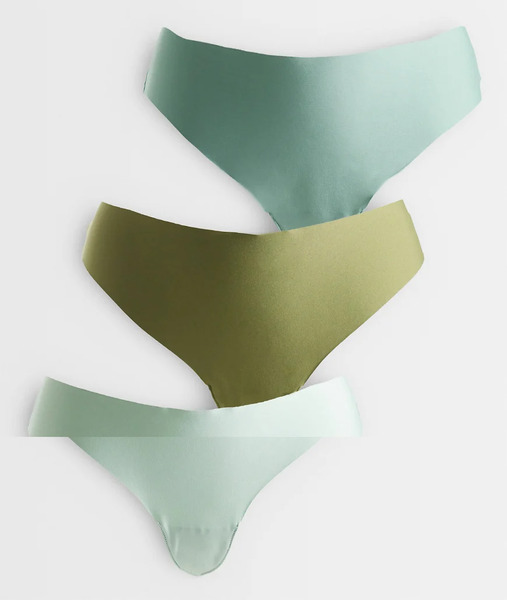  Asos Design Curve 3 Pack No Vpl Thongs In Green 