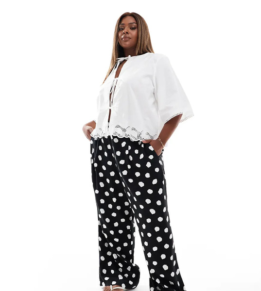  Asos Design Curve Pull On Trousers In Polka Dot Print   Multi 