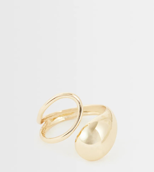  Asos Design Curve Ring With Wraparound Design In Gold Tone 