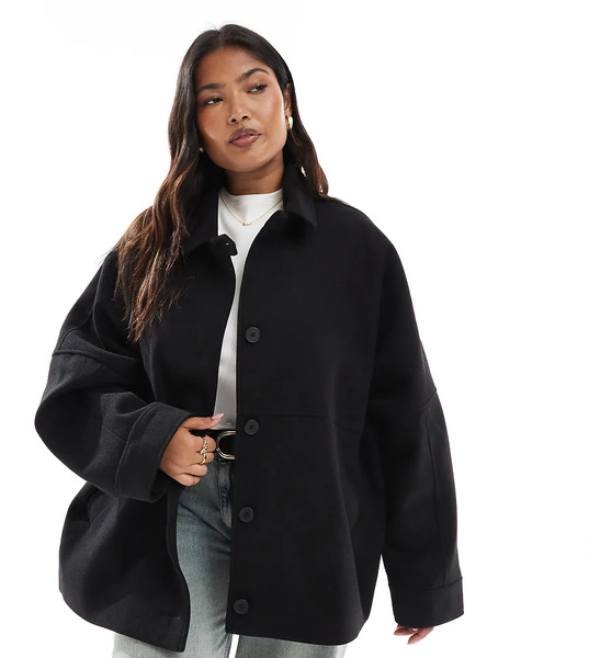  Asos Design Curve Slouchy Formal Harrington Jacket In Black Neutral 