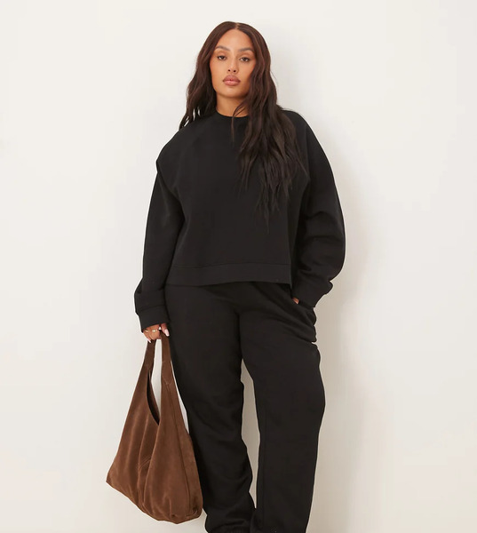  Asos Design Curve Ultimate Cuffed Brushback Jogger In Black 