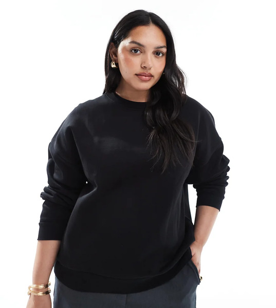  Asos Design Curve Ultimate Oversized Brushback Sweatshirt In Black 