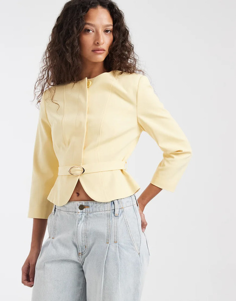 Asos Dessign Neat Fit Rounded Shoulder Blazer Yellow 